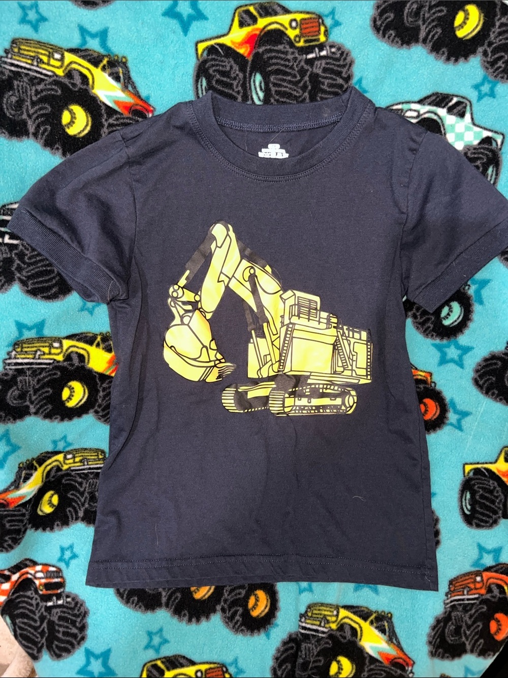 Boys Black Tee with Yellow Excavator Graphic